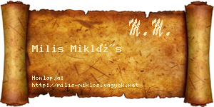 Milis Miklós névjegykártya